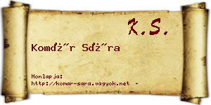 Komár Sára névjegykártya