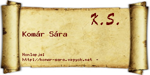 Komár Sára névjegykártya